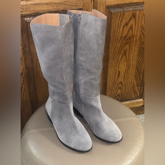 Vionic Joy Tinsley Knee Boots Gray Weatherproof Suede VS333 Size 10 1.8" Heel - Picture 1 of 7